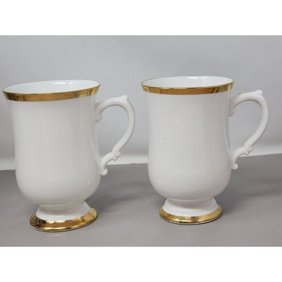 Set Of 4 Royal Victoria‎ Vintage White Fine ChiBone China Mugs Gold Trim Elegant - Picture 2 of 16
